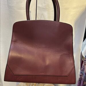 Auxiliary Burgundy Leather Top-Handle Tote bag